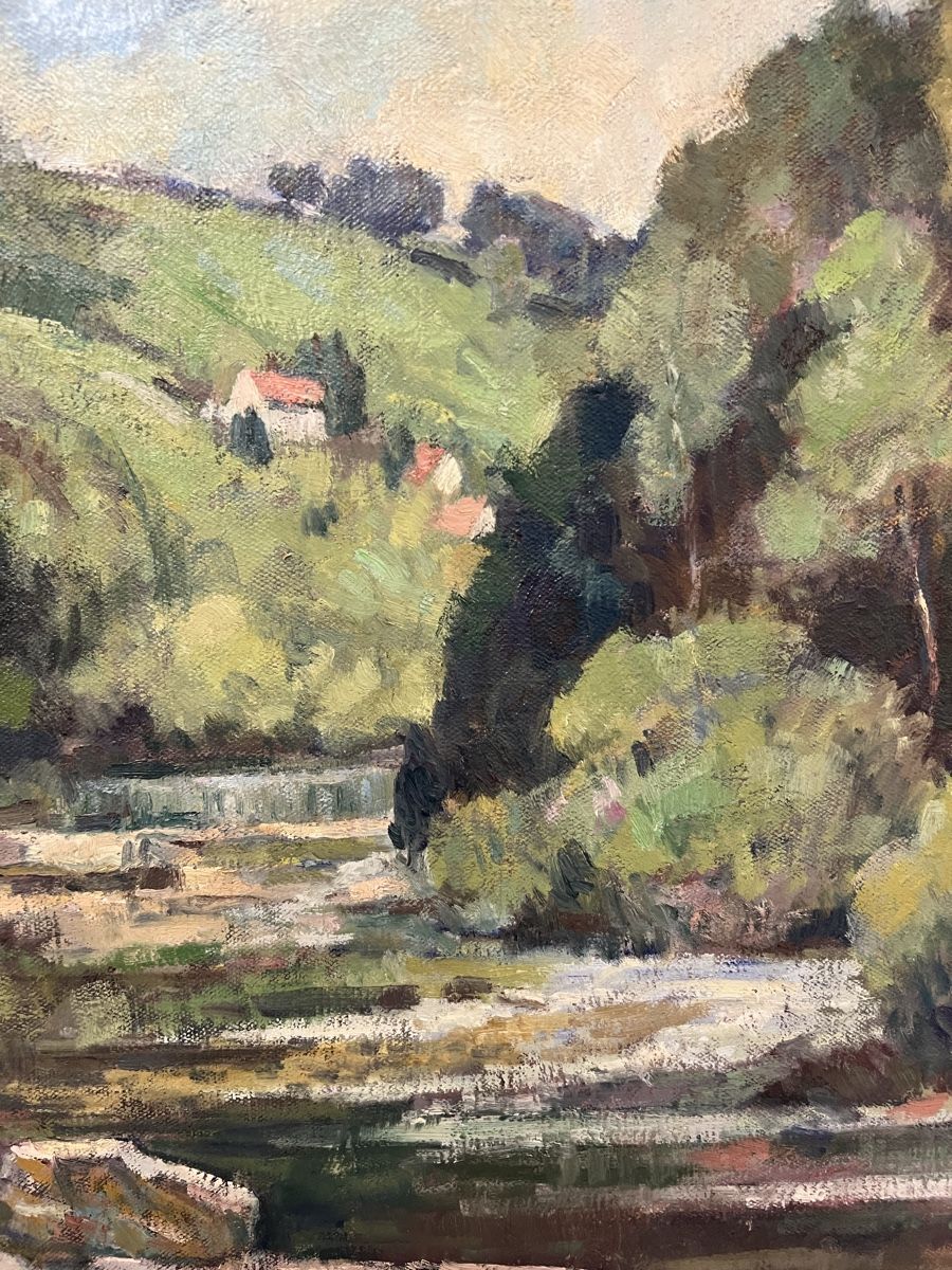 Dipinti: Ernst Müller Gemälde Zumikon Landschaft – Usato da Hombrechtikon venduto da vespa1954 2