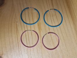 Creolen blau & pink (2 Paar) - guter Zustand