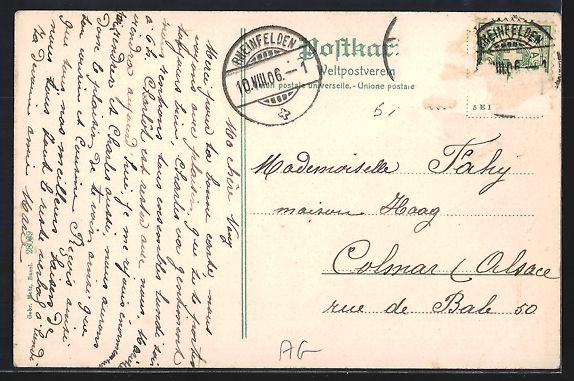 Cartoline postali: Rheinfelden, Ortsansicht aus der Vogelsc – Usato da Berlin venduto da bartko-reher 1