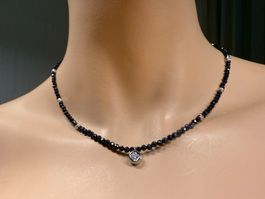 SAPHIR Kette Halskette Edelstein Collier Halsschmuck 45 cm