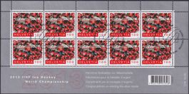 2013, Nr.1470 (Ice Hockey) Zierbogen mit Ersttags-Stempel.