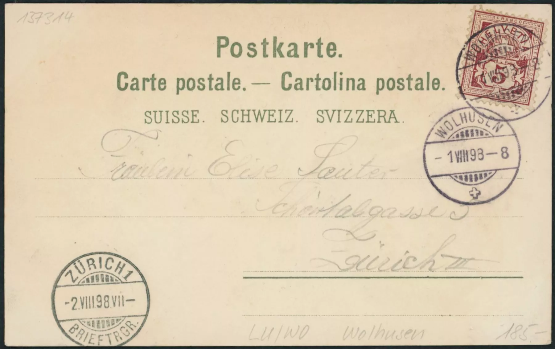 Cartoline postali: LU Wolhusen – Usato da Schindellegi venduto da leecollect 1
