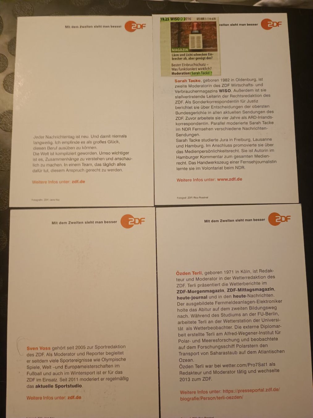 Autografi: 4 signierte ZDF Autogrammkarte - Set 2 – Usato da Menziken venduto da Artographs 1