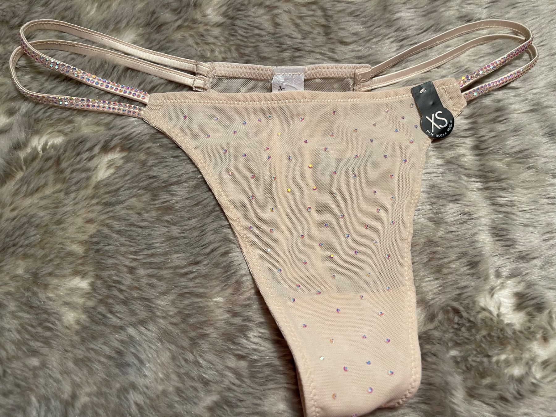 Altra biancheria intima: Trasparente tanga con strisce e strass-S-nuovo – Nuovo e nell'imballaggio originale da Locarno venduto da Fixed8