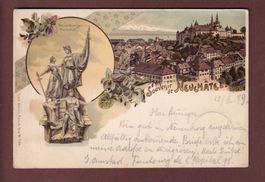 Souvenir de NEUCHÂTEL - 1899 Litho Künzli // pli //
