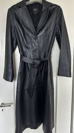 Ledermantel schwarz L