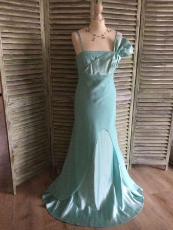 Longue Robe bleu lagon pour soirée CHOU CHOU, taille 36