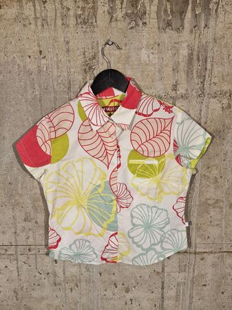 Quiksilver Hemd kurzarm Grösse S Blumenmuster weiss
