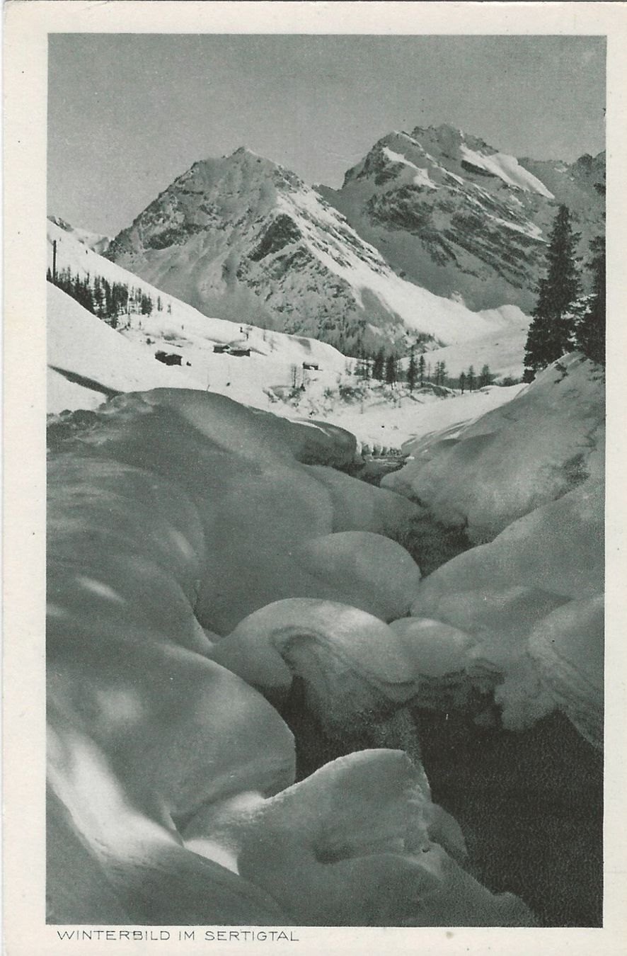 Cartoline postali: E. Meerkämper, Winterbild im Sertigtal – Usato da Frauenfeld venduto da Merk52