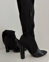 Schwarze Overknee-Stiefel mit Absatz (Gr. 37) – TOP Zustand
