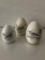 Eier, 3er Set, Dekoeier mit Vogel- Aufdruck, weiss