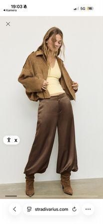 Neue Stradivari Hose Gr 38 braun Satin Look Sommerhose Lufti