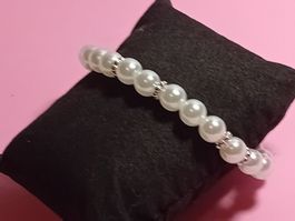 armband mit künstliche perlen,,,weiss und kristall,,,glanzig