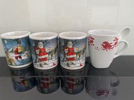 4x WeihnachtsTassen Nikolaus Weihnachtsmann Samichlaus