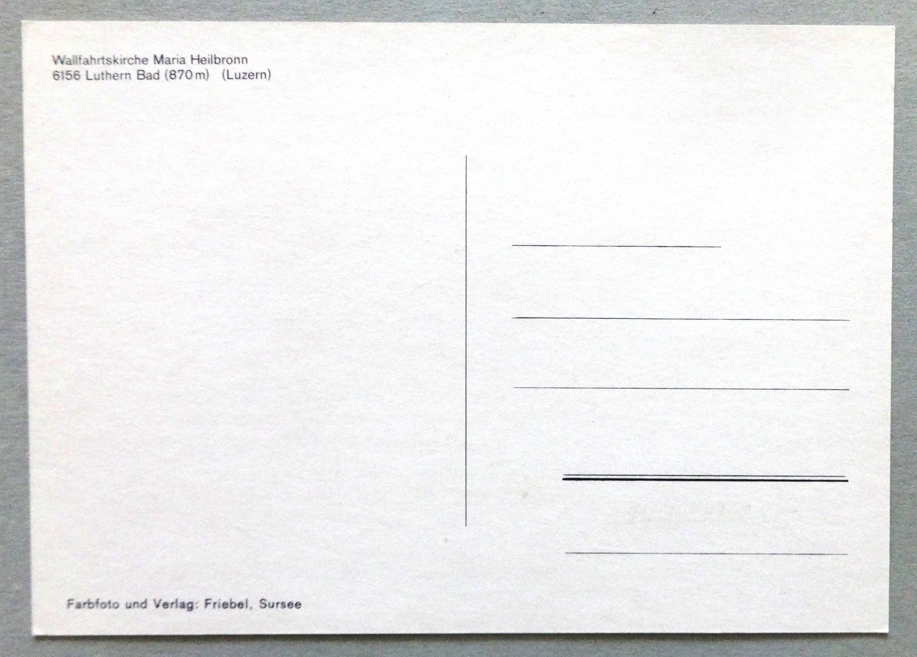 Cartoline postali: Wallfahrtskirche Maria Heilbronn, Luthern Bad – Usato da Fétigny venduto da Billy2miny 1