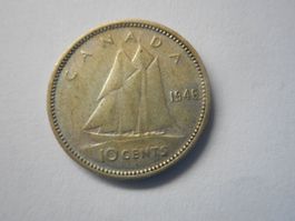 1946   10 Cents Canada  silber  rar  -vorz