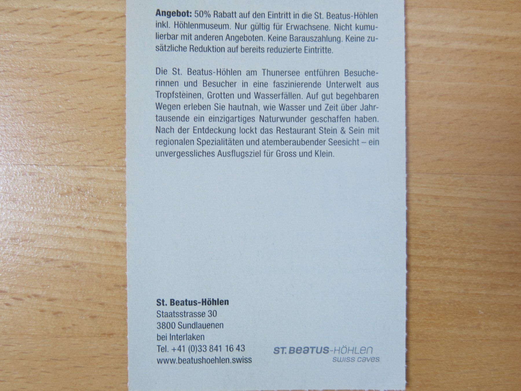 Buoni: 50% Gutschein Beatushöhlen – Nuovo e nell'imballaggio originale da Sissach venduto da kaupa 1