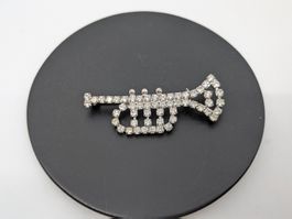 Brosche Trompete Strass Gablonz