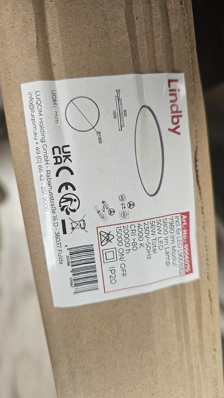 Lampadari & plafoniere: LED-Deckenlampe, 4.000 K, Ø 100 cm, silber – Nuovo e nell'imballaggio originale da Büron venduto da Ica69 4