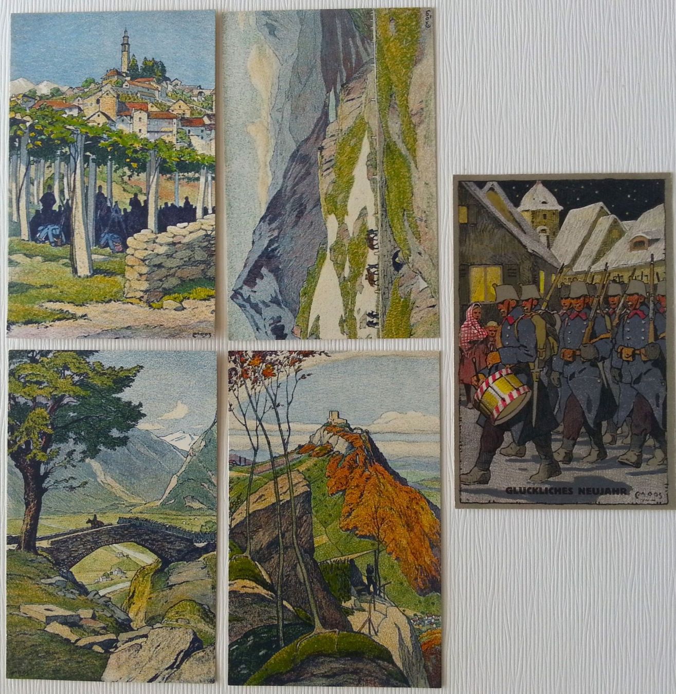 Cartoline postali: AK 5x Militärpostkarten, C. Moos, 1914 – Usato da Oberriet SG venduto da Manick 3