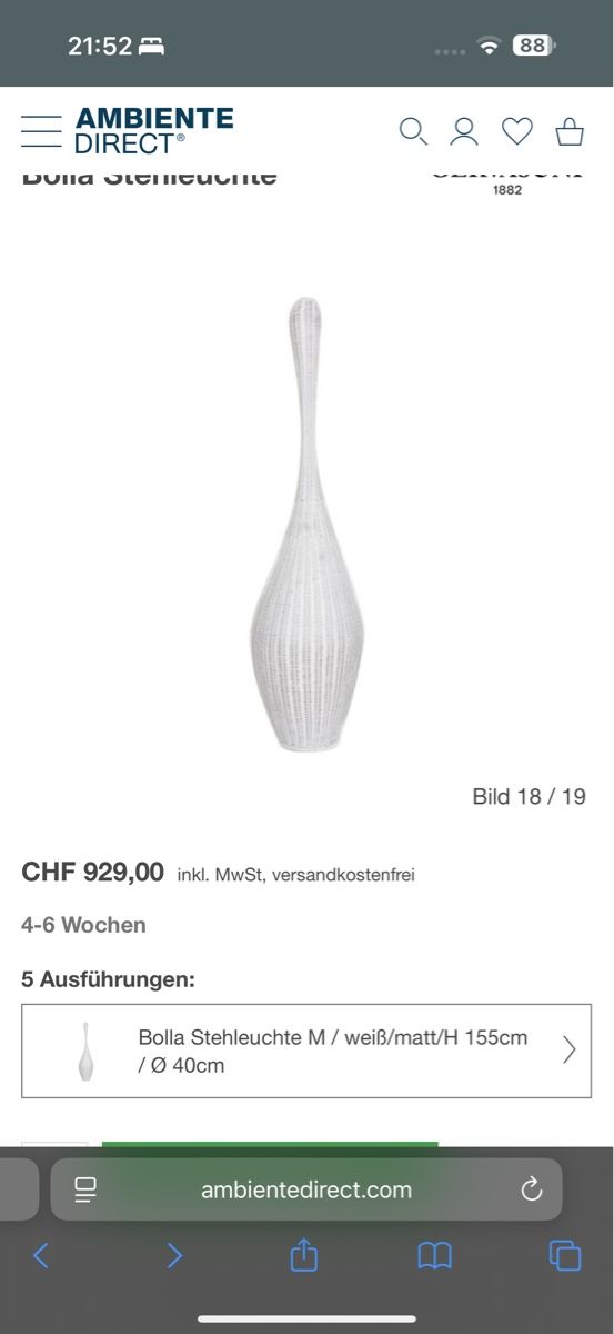 Gervasoni Lampade: Stehleuchte Gervasoni Bolla M – Usato da Erlenbach ZH venduto da Sinichi 3