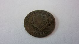 Kantonalmünze : Kanton Aargau , 1 Batzen  1807 , schön