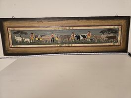 Bild Ruth Gerber Ziege 79 Bauernmalerei Holzrahmen 1979
