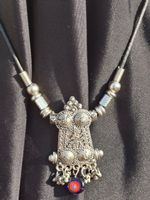 Traditionelle, oxidierte BOHO Halskette aus Indien, Vintage