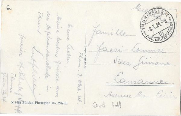Cartoline postali: Thun Teilansicht mit Grand Hotel Feldpoststempel – Usato da Olten venduto da clotaldi 1