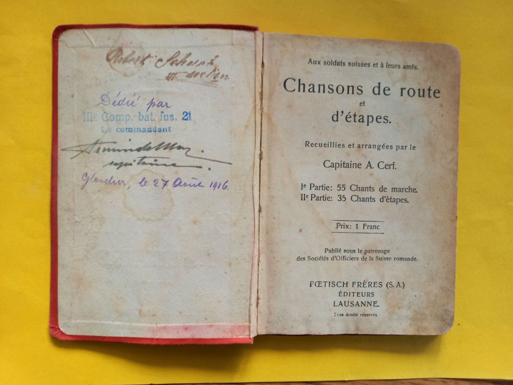 Libri: Chansonnier militaire par le Capitaine A. Cerf – Usato da Rossens FR venduto da Souris1 1