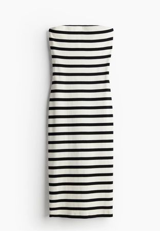 H&M Kleid Streifen trägerlos Baumwolle Gr. L