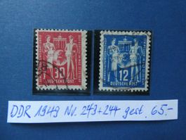 DDR 1949 Nr. 243+244 gestempelt