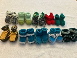 1 P. handgestrickte neue Babyschuhe/Babyfinken f.Neugeborene