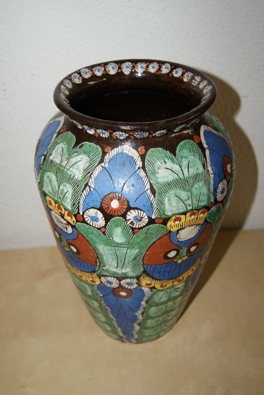 Vasi & Recipienti: Alte Thuner Majolika Vase Eulenmuster – Usato da Zürich venduto da Widi1 2
