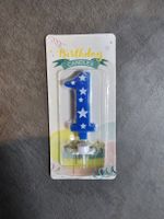 Geburtstagskerze Zahl 1 mit Sternen blau neu 👍🎂🎉
