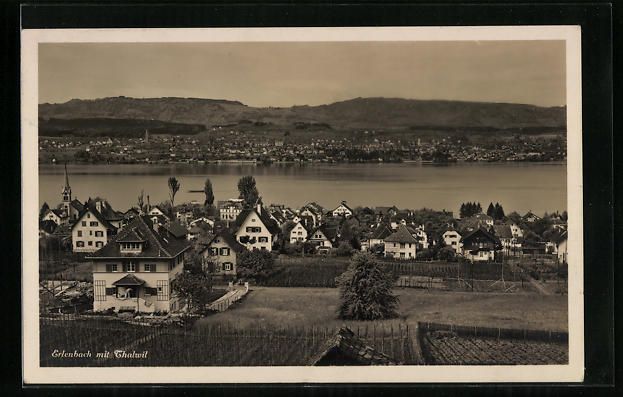 Cartoline postali: AK Erlenbach, Gesamtansicht mit Thalwil – Usato da Berlin venduto da bartko-reher