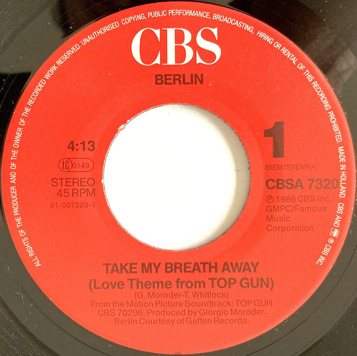 Schallplatten: BERLIN - TAKE MY BREATH AWAY – Gebraucht aus Bottens von hotter-than-hell 2