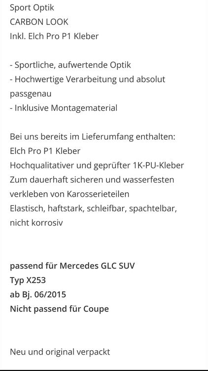 Sport Dachspoiler Heckspoiler Carbon Look für Mercedes GLC S