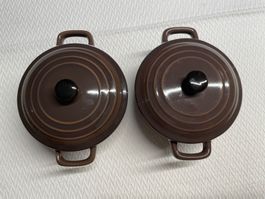 2x Auflaufform braun neuwertig Durchmesser 10cm mit Deckel
