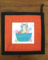 Topflappen mit Katze, Handarbeit