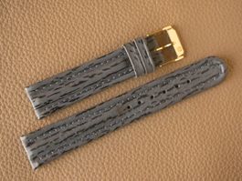 sportl. Uhrenband Leder Hai oder Hai-Prägung grau 18mm NOS