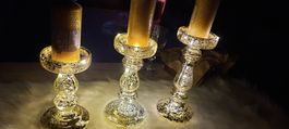 Set leuchtende Glas Kerzenständer 3 x neu paket lot party