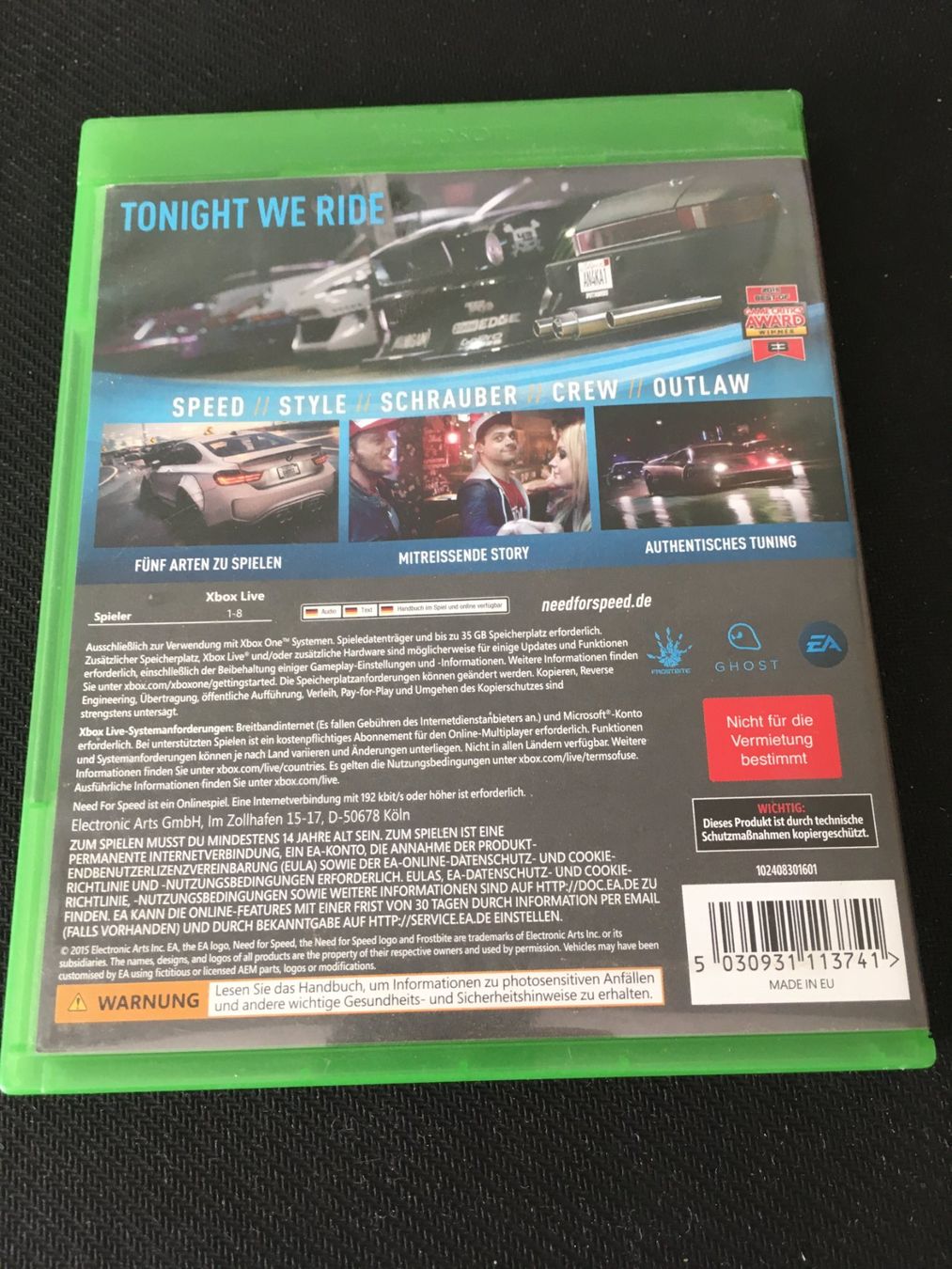 Microsoft Spiele: Need for Speed für Xbox One – Gebraucht aus St.Gallen von sjosjo 1