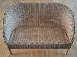 Rattan Kindersofa/Bank geflochten hellbraun gebrauchter Zust