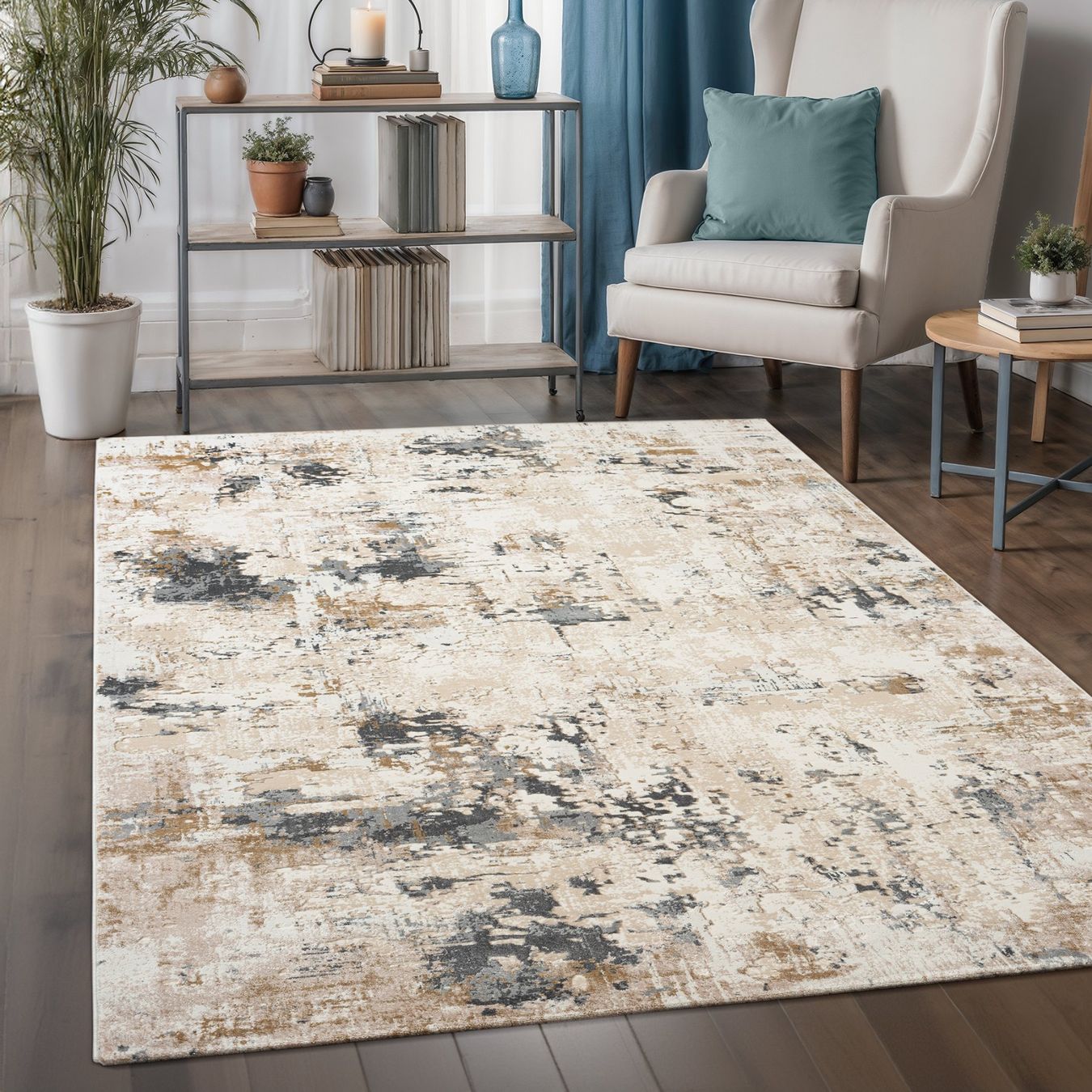 Teppiche: Moderner Teppich, abstraktes Muster, multi/beige, 160x220cm – Neu und originalverpackt aus Reinach AG von carpethouse