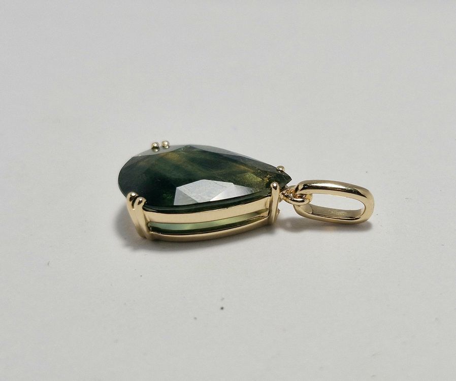 Ciondoli: 18K Gelbgold Anhänger mit Saphir (6.45 ct) & Zertifikat – Nuovo e nell'imballaggio originale da Hinwil venduto da GOS08 7
