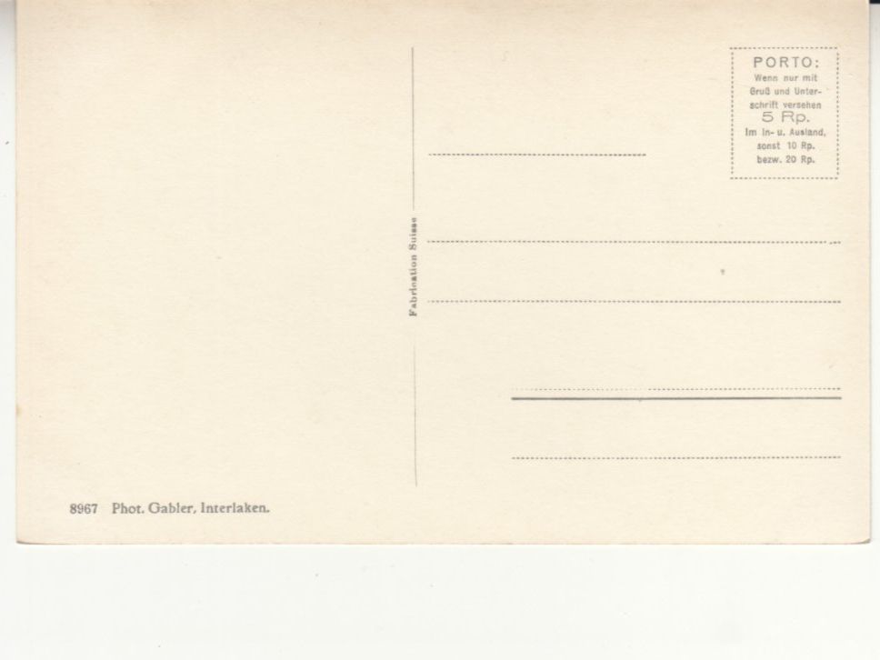 Ansichtskarten: Interlaken ca. 1930 – Gebraucht aus Bürglen TG von StampGraf 1