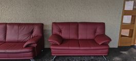 Leder Sofa Set Rot 