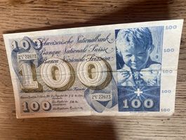 Billet suisse banknoten 100chf 25.10 1956