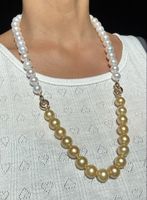 Südsse Perlen  Kette weiss und Goldene